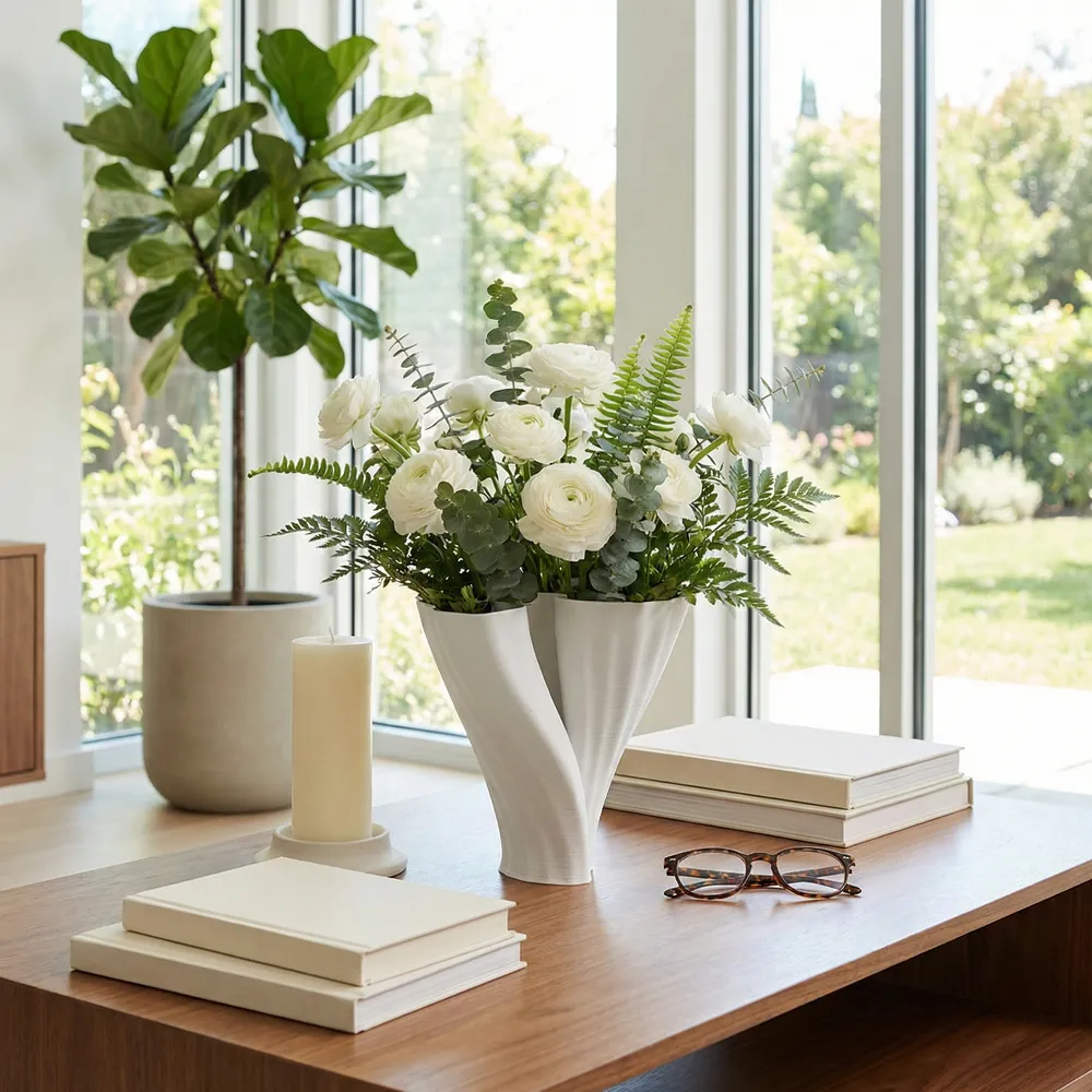 WRENMORE WHITE VASE 9 (IN)