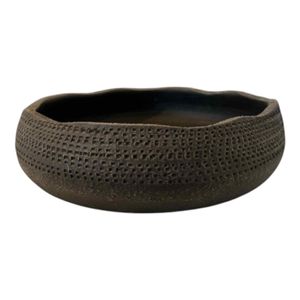 15" PIERCED CLAY BOWL, BROWN 1