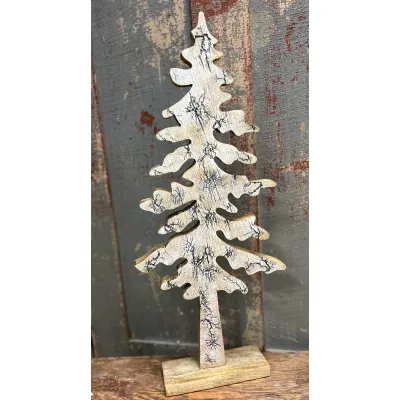 Large Whitewashed Crackle Tree 27x10in