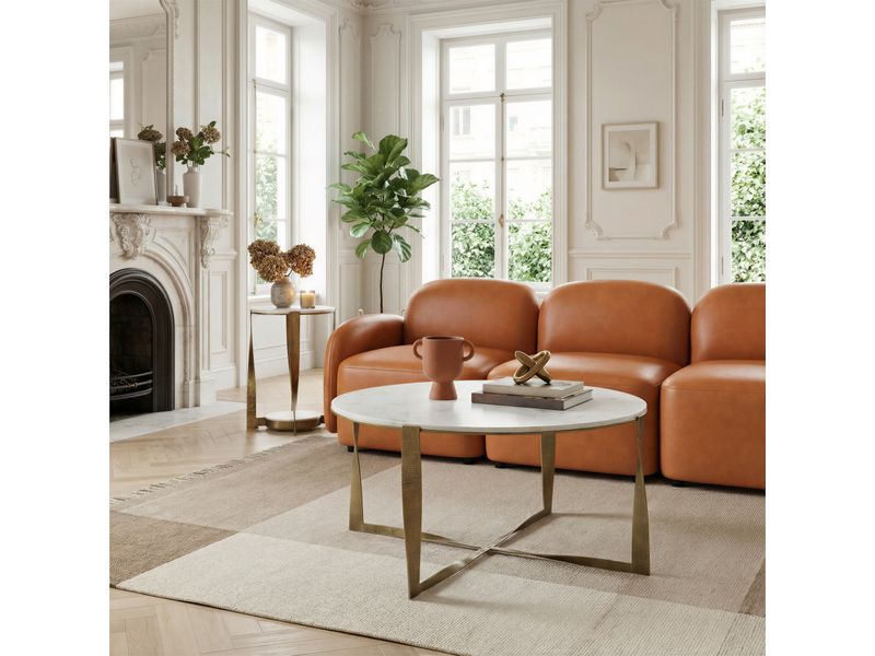 Orion Accent Table White & Brass 10