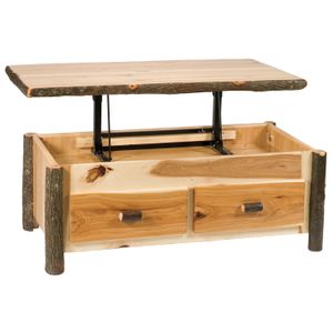 Hickory Log Enclosed Coffee Table - Elevating Top - Cinnamon - Standard 3