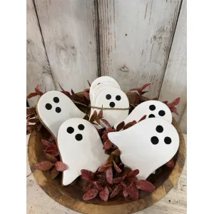 Wooden Ghost Coasters Set of 4 4.25x4in 1