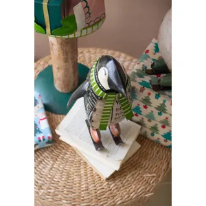Set of 2 Recycled Metal Skating Christmas Penguins 6