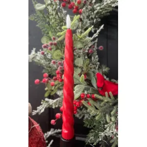 Red Spiral Taper 3D Flame 10in Set of 2 2