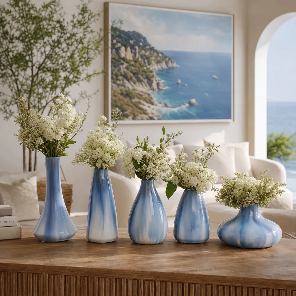 PAXTON SET OF 5 BLUE VASES 8 (IN)