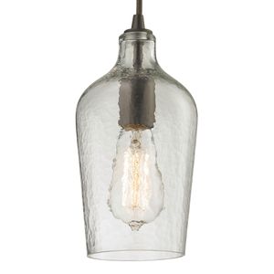 Hammered Glass 5'' Wide 1-Light Mini Pendant - Oil Rubbed Bronze with Clear 4