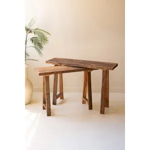 Set of 2 Recycled Wood Consoles 1