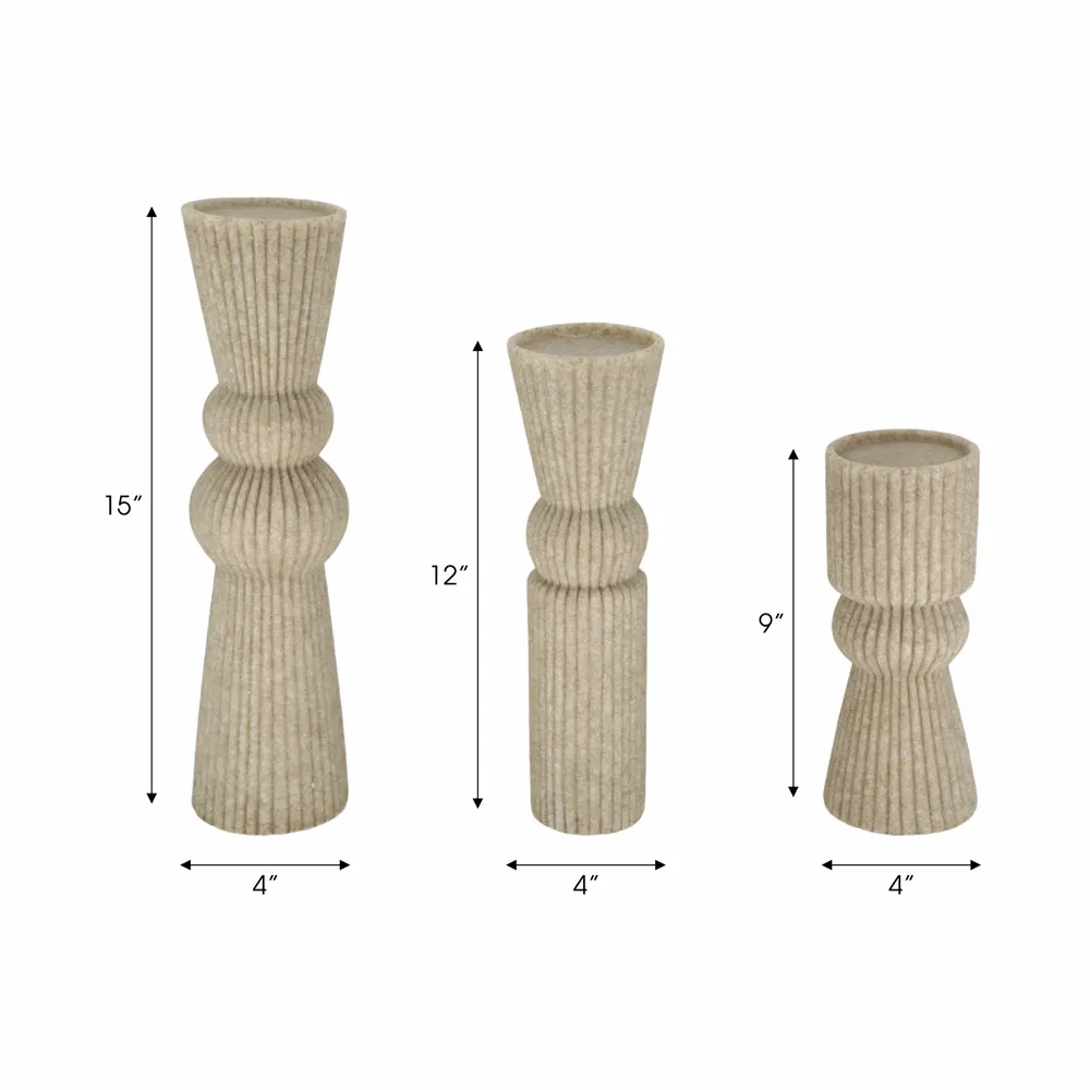 CLOVERRUN SET OF 3 BROWN CANDLE HOLDER 15 (IN)