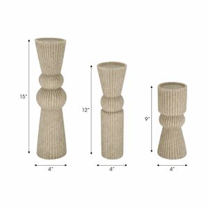 CLOVERRUN SET OF 3 BROWN CANDLE HOLDER 15 (IN) 8