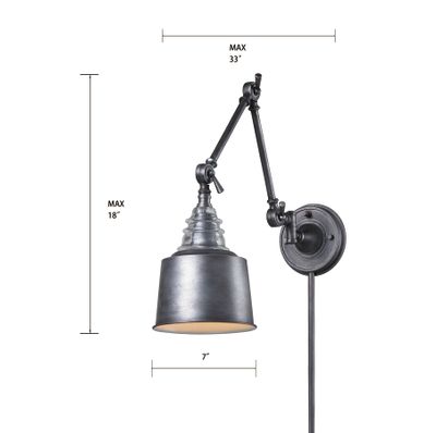 Insulator Glass 18″ High 1-Light Sconce - Weathered Zinc