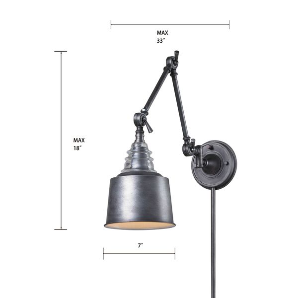 Insulator Glass 18'' High 1-Light Sconce - Weathered Zinc