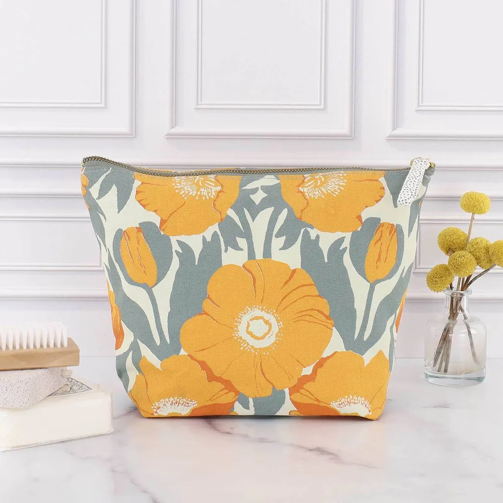 Icelandic Poppies Gold Large Essential Canvas Pouch