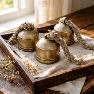 Gold Antique Bell Set of 3 6.5in, 5.5in, 4in 3