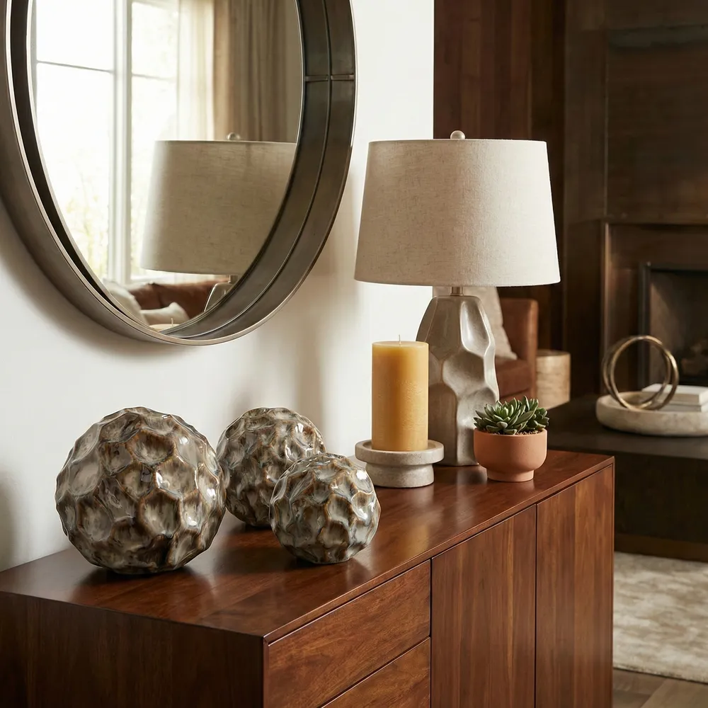 HOLDENVIEW SET OF 3 IVORY ORBS 6 (IN)