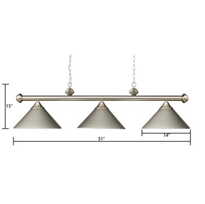 Casual Traditions 51″ Wide 3-Light Linear Chandelier - Satin Nickel