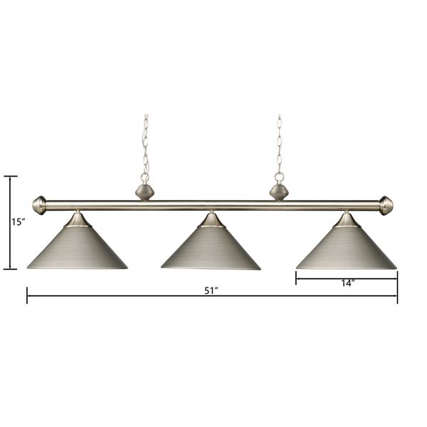 Casual Traditions 51'' Wide 3-Light Linear Chandelier - Satin Nickel