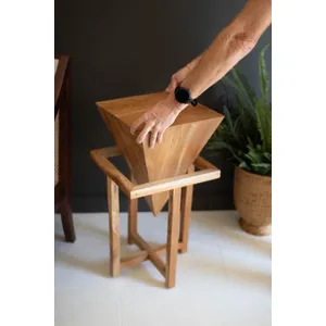 Teakwood Pyramid Side Table 3