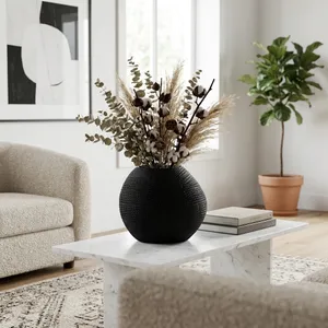 HELTONWELL BLACK GLASS VASE 10 (IN) 8