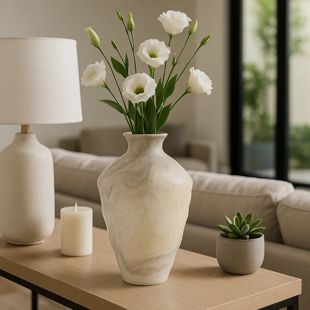 ROLANDCROSS IVORY GLASS VASE 15 (IN)