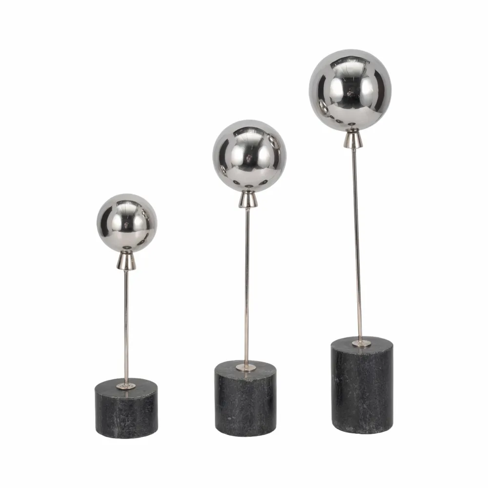 RAFESTONE SET OF 3 SILVER DECOR 18 (IN)