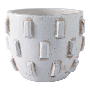9X8" SCULPTURAL HOBNAIL PLANTER, WHITE 1