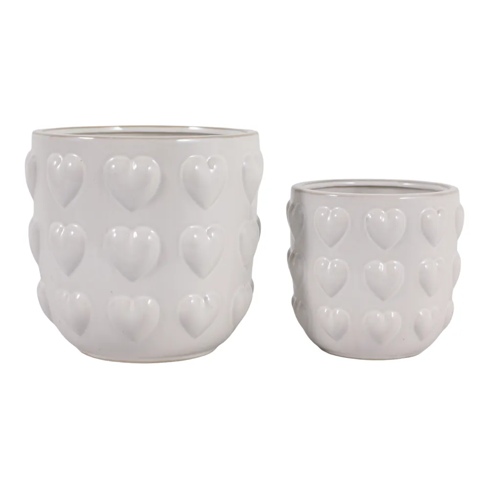 DRAPEROAK SET OF 2 IVORY PLANTER 7 (IN)