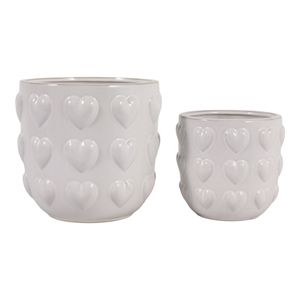 DRAPEROAK SET OF 2 IVORY PLANTER 7 (IN) 1