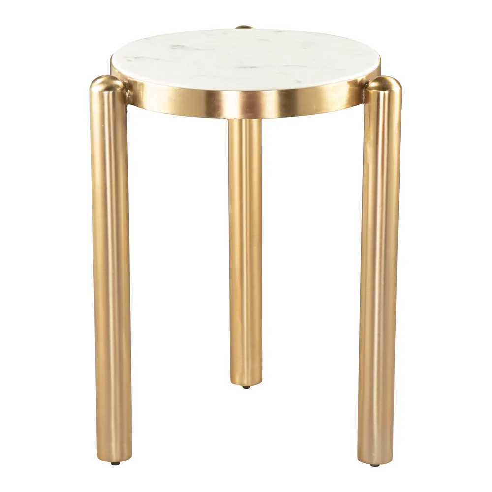 Noan Side Table White & Gold