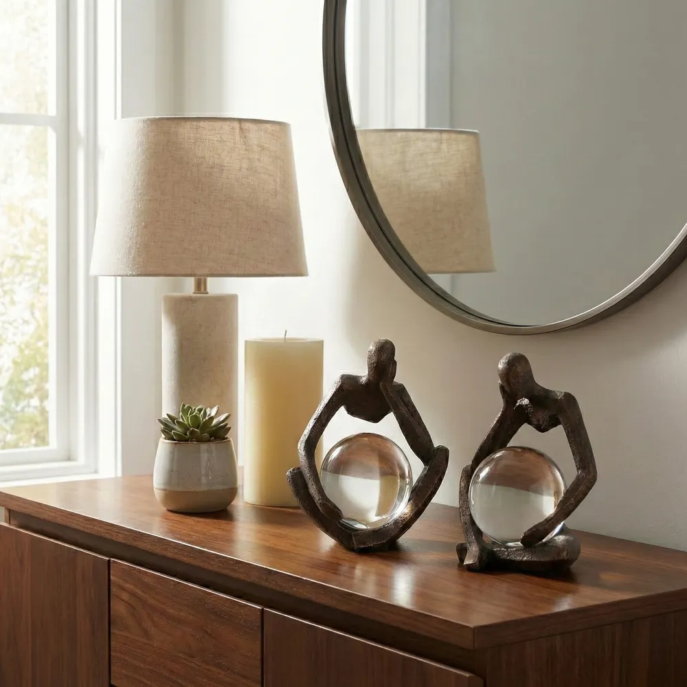 CLIFTONRUN SET OF 2 BLACK ORBS 8 (IN)