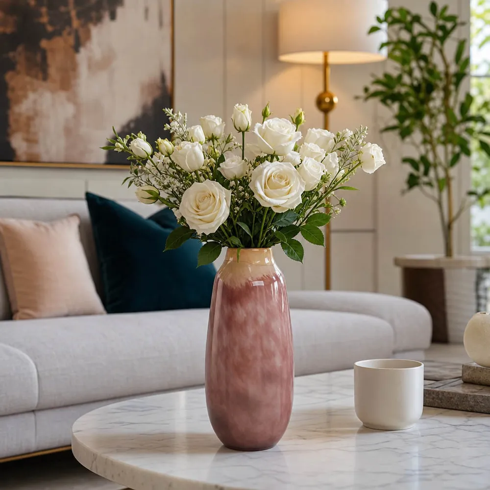 CLYDE PINK GLASS VASE 13 (IN)