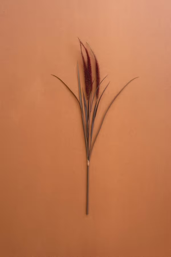 Artificial Reed Spray with Burgundy Plumes