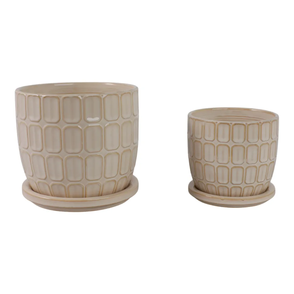 LEONAHAM SET OF 2 IVORY PLANTER 7 (IN)