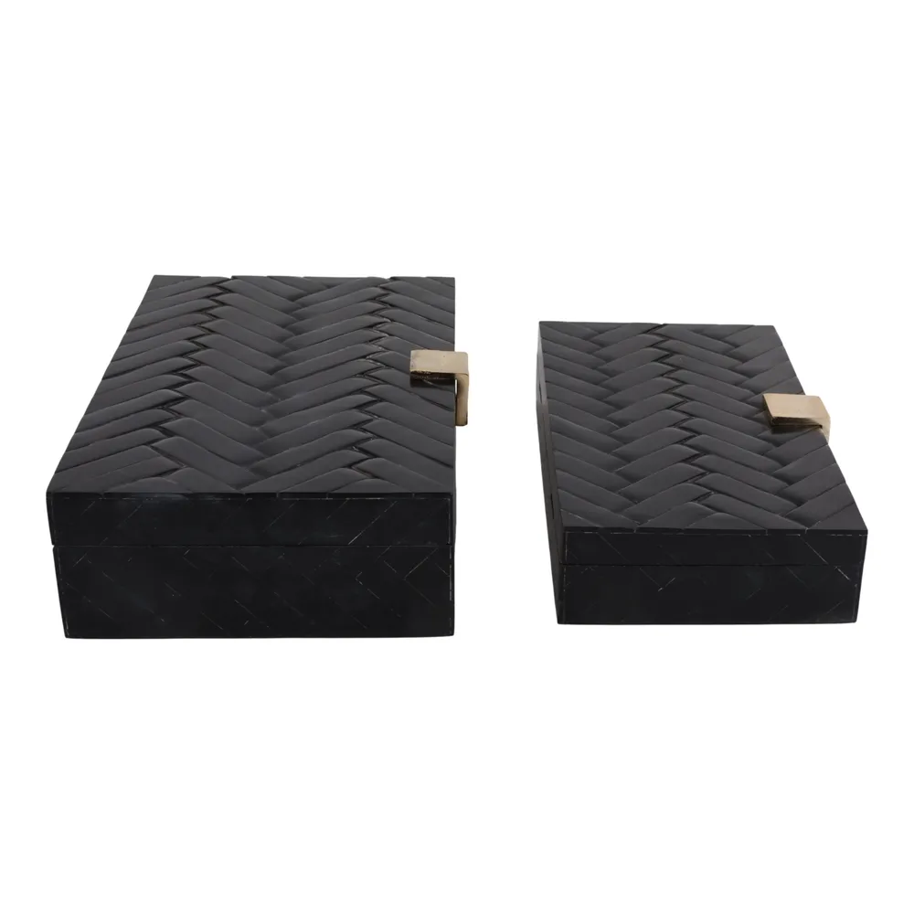 HAZENHOLM SET OF 2 BLACK BOXES 4 (IN)