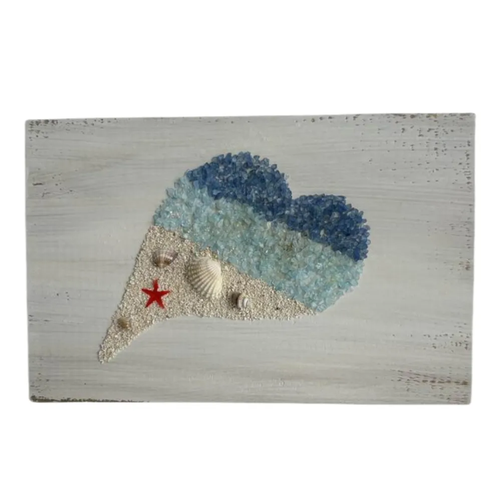 11" SEAGLASS HEART PLAQUE