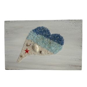11" SEAGLASS HEART PLAQUE 1