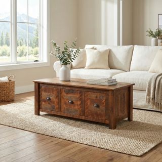 Barnwood Enclosed Coffee Table - Three Drawer