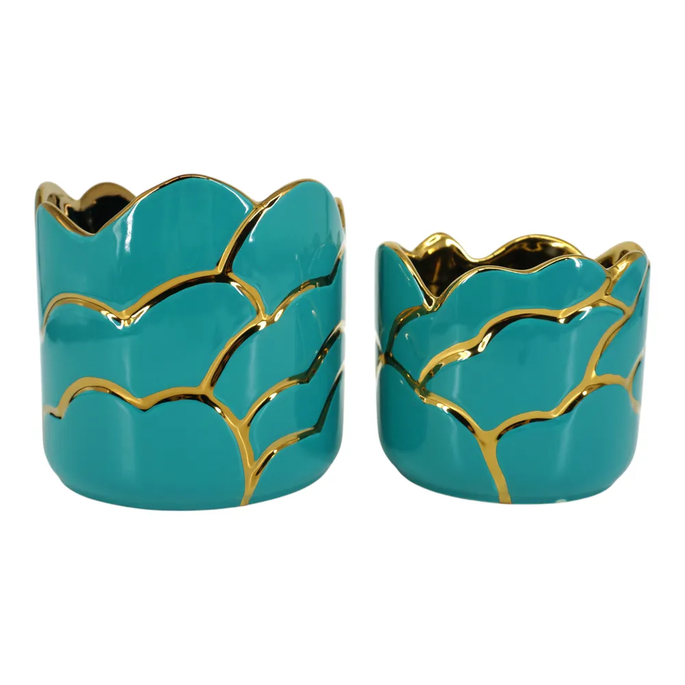 BRIGHTONROSE SET OF 2 TURQUOISE PLANTER 7 (IN)