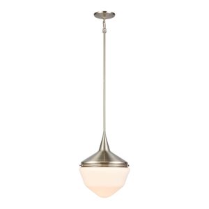 Mid-Century Schoolhouse 12'' Wide 1-Light Mini Pendant - Satin Nickel 1