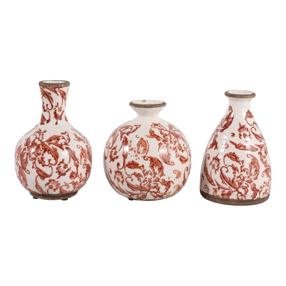 DAMIENLEY SET OF 3 BROWN VASES 6 (IN)