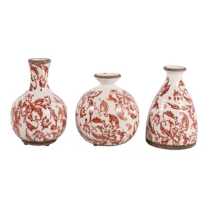 DAMIENLEY SET OF 3 BROWN VASES 6 (IN) 1