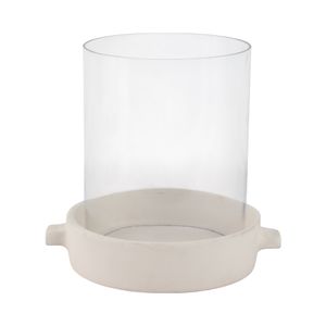 10X10" TERRACOTTA HURRICANE PILLAR HOLDER, WHITE 1