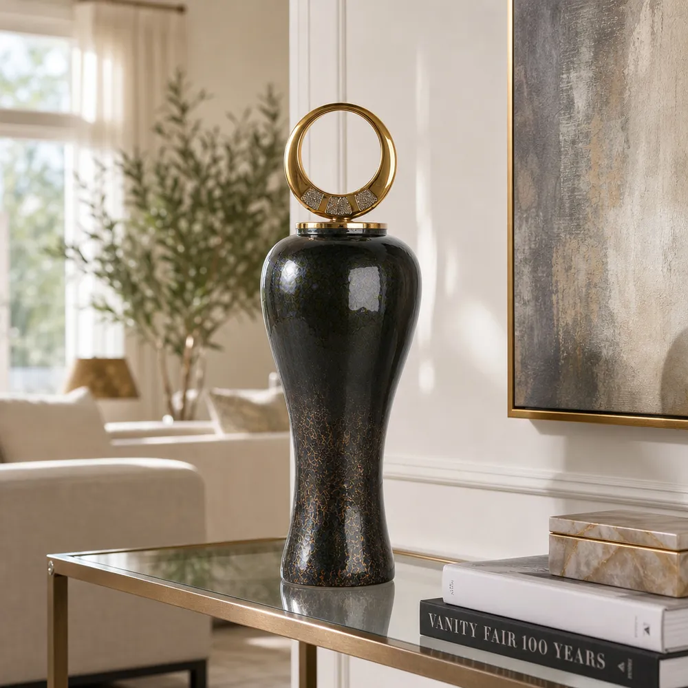 THORNTON BLACK GLASS VASE 27 (IN)