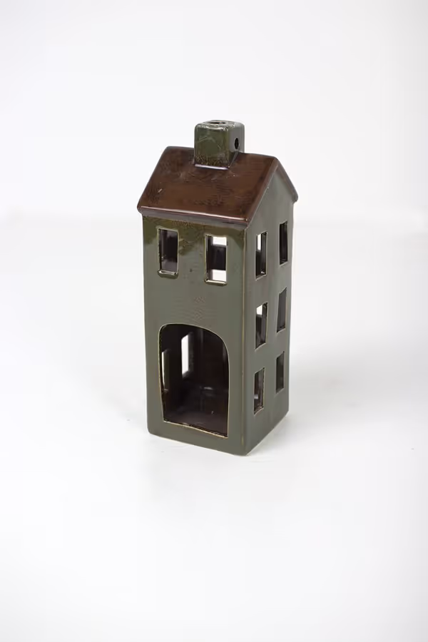 Set of 6 Colorful Ceramic Village Luminaries