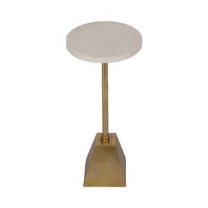 METAL, 23"H ROUND DRINK TABLE, GOLD/WHITE 4