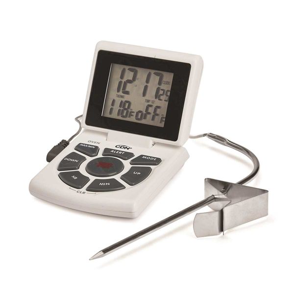 CDN Thermometer/Timer & Clock Digital, Probe, White