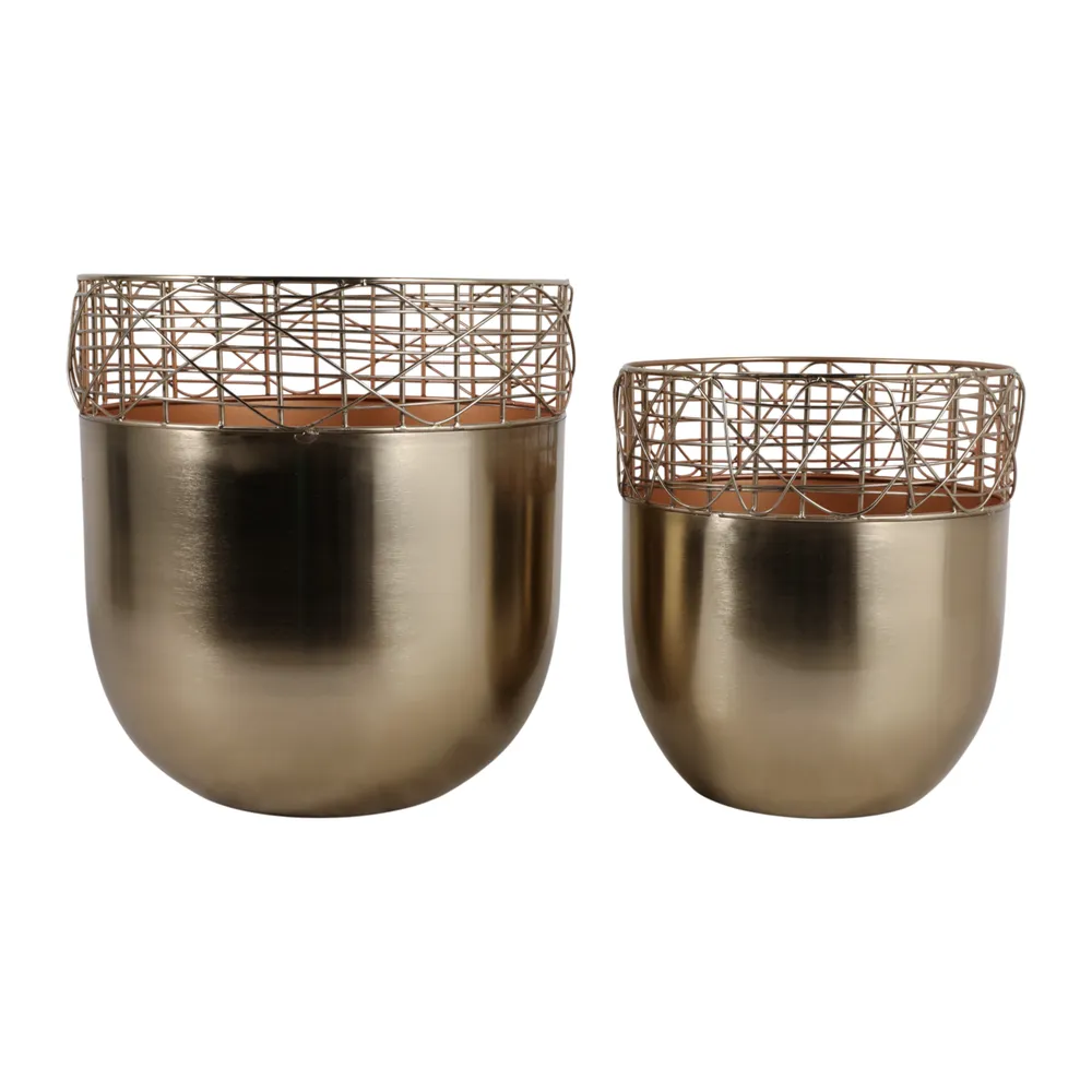 LEONAWELL SET OF 2 GOLD PLANTER 13 (IN)
