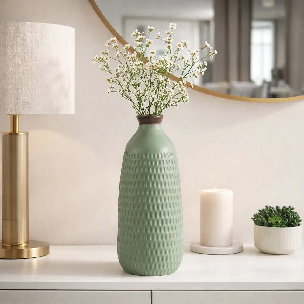 HOLLIS GREEN VASE 16 (IN)