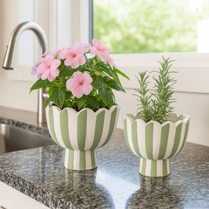 DENTONFIELD SET OF 2 WHITE PLANTER 8 (IN) 11