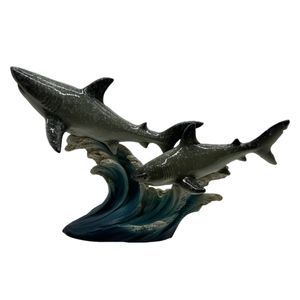 6-3/4" SHARKS ON WAVE FIGURINE 1