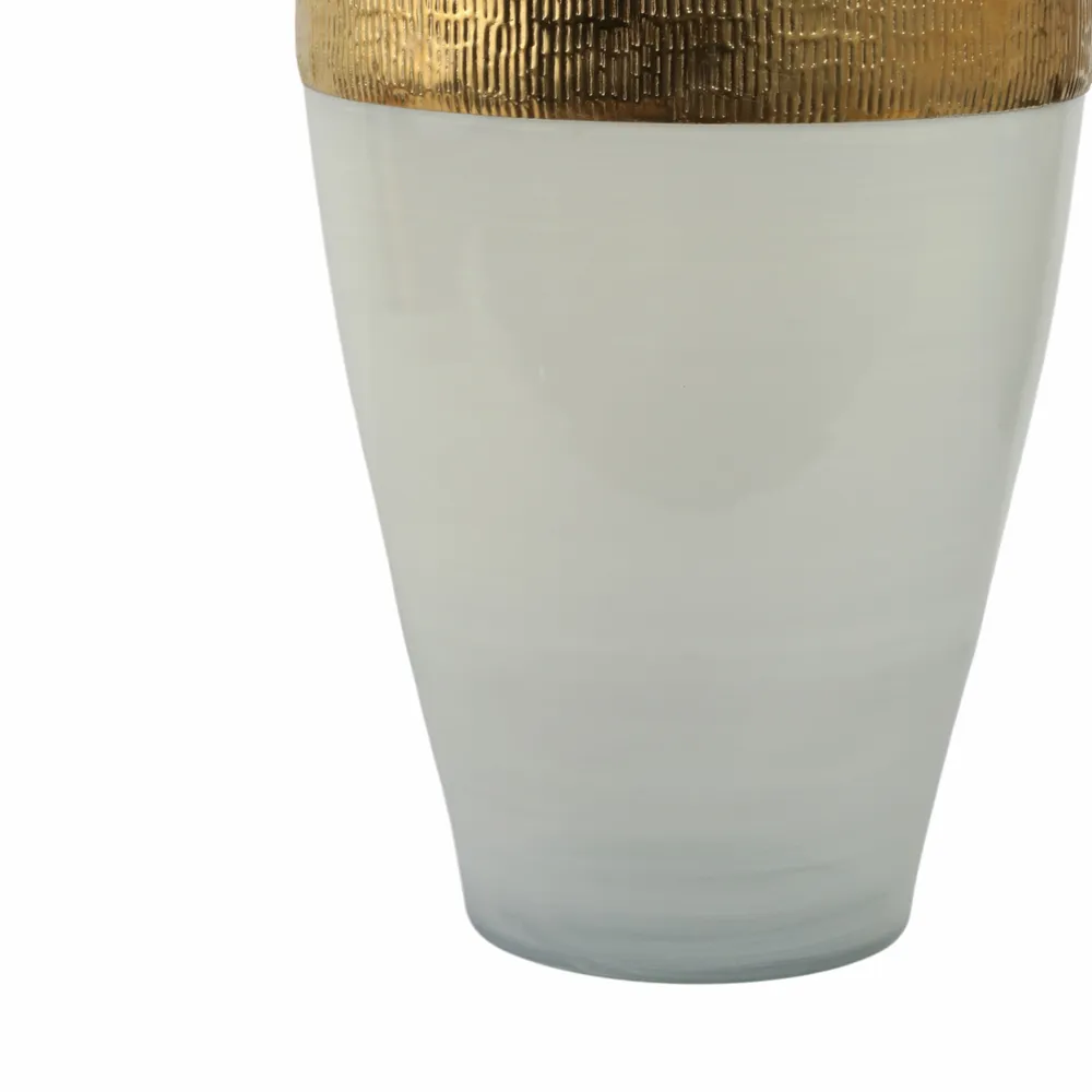 HARKENLAND WHITE GLASS VASE 21 (IN)